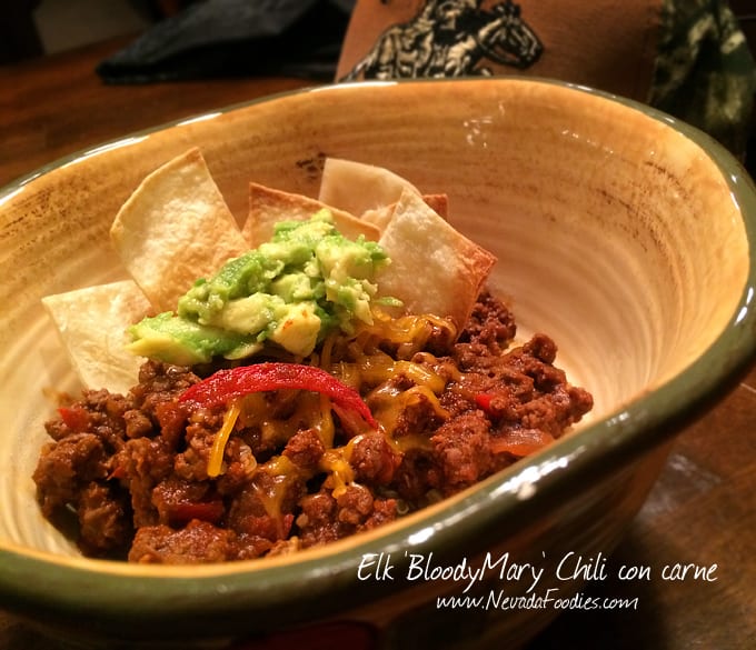 Elk Bloody Mary Chili con carne