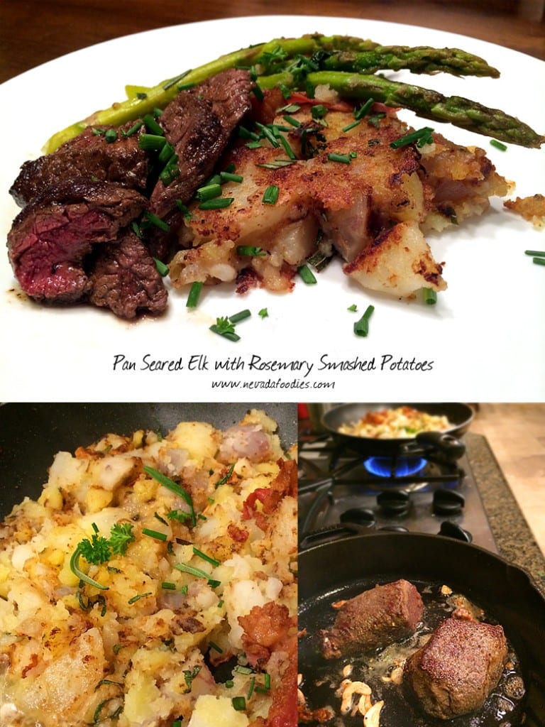 Pan Seared Elk with Rosemary Smashed Potatoes