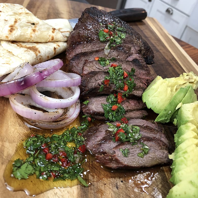 Grilled Elk Sirloin with Chimichurri Sauce