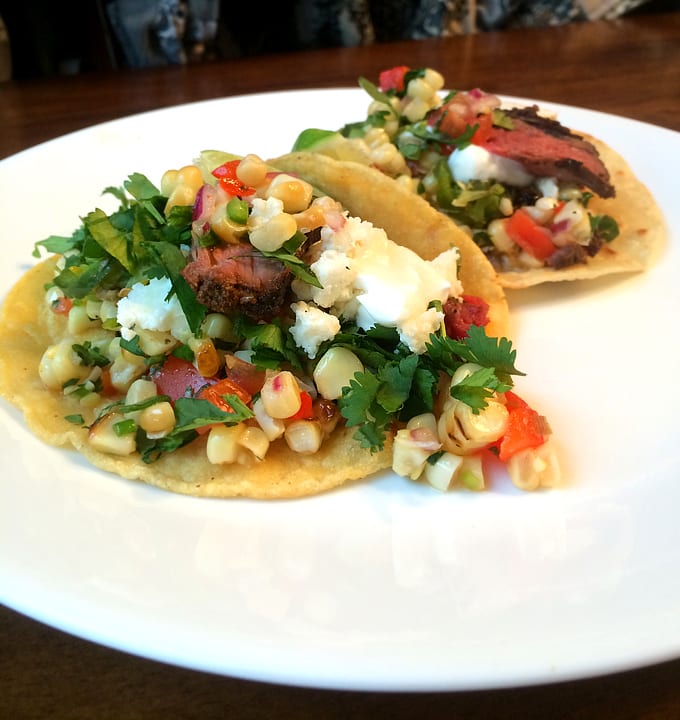 Elk Tacos with Corn and Red Bell Pepper Salsa