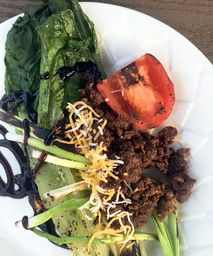 Elk and Grilled Romaine Salad
