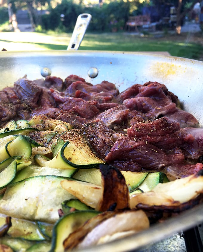 Elk Fajitas with Zucchini and Onions