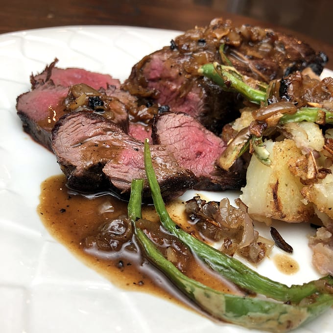 Seared Elk Tenderloin with Pan Sauce