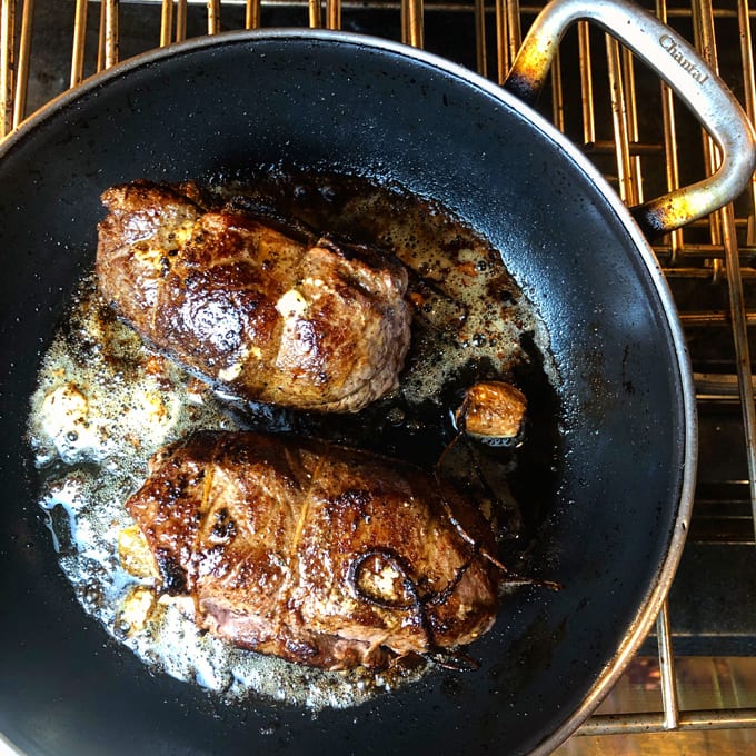 Elk Roulades Stuffed with Cream Cheese and Green Chiles