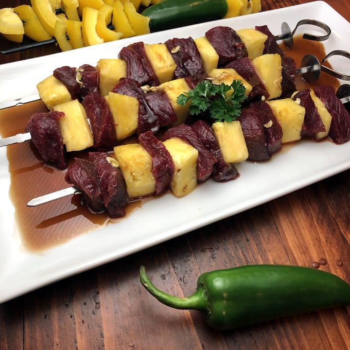 Pronghorn and Pineapple Skewers